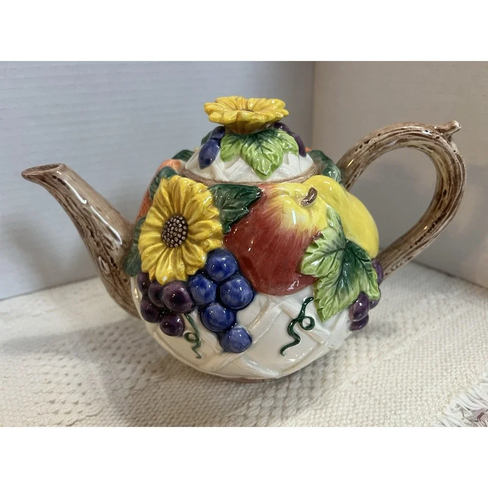VTG Tommy China Ceramic Teapot, Teacup & Plate,‎ Sunflower & Fruit Design, Japan